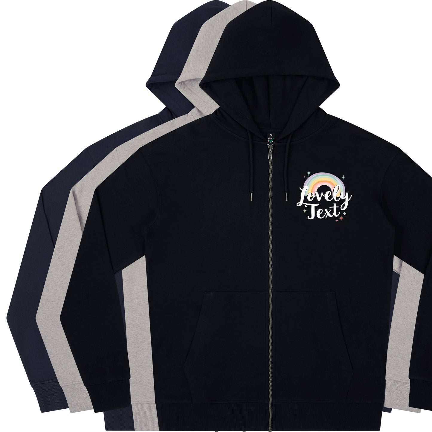 Hoodie Unisex Zip – Klassisk och Praktisk-Lovely Text