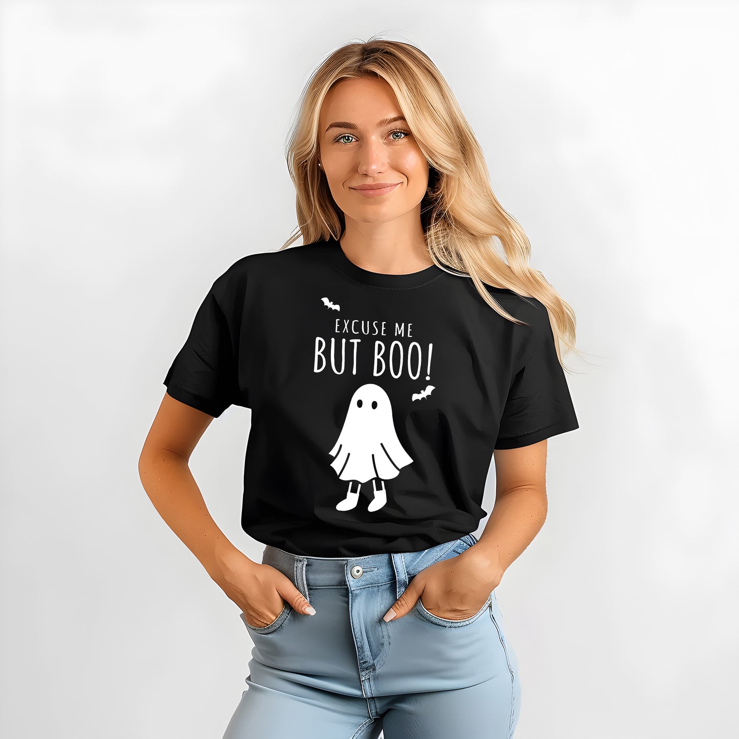 Excuse Me But BOO! Halloween T-shirt-Lovely Text