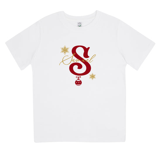 Julig Bokstav och Personligt Namn Barn T-shirt-Lovely Text