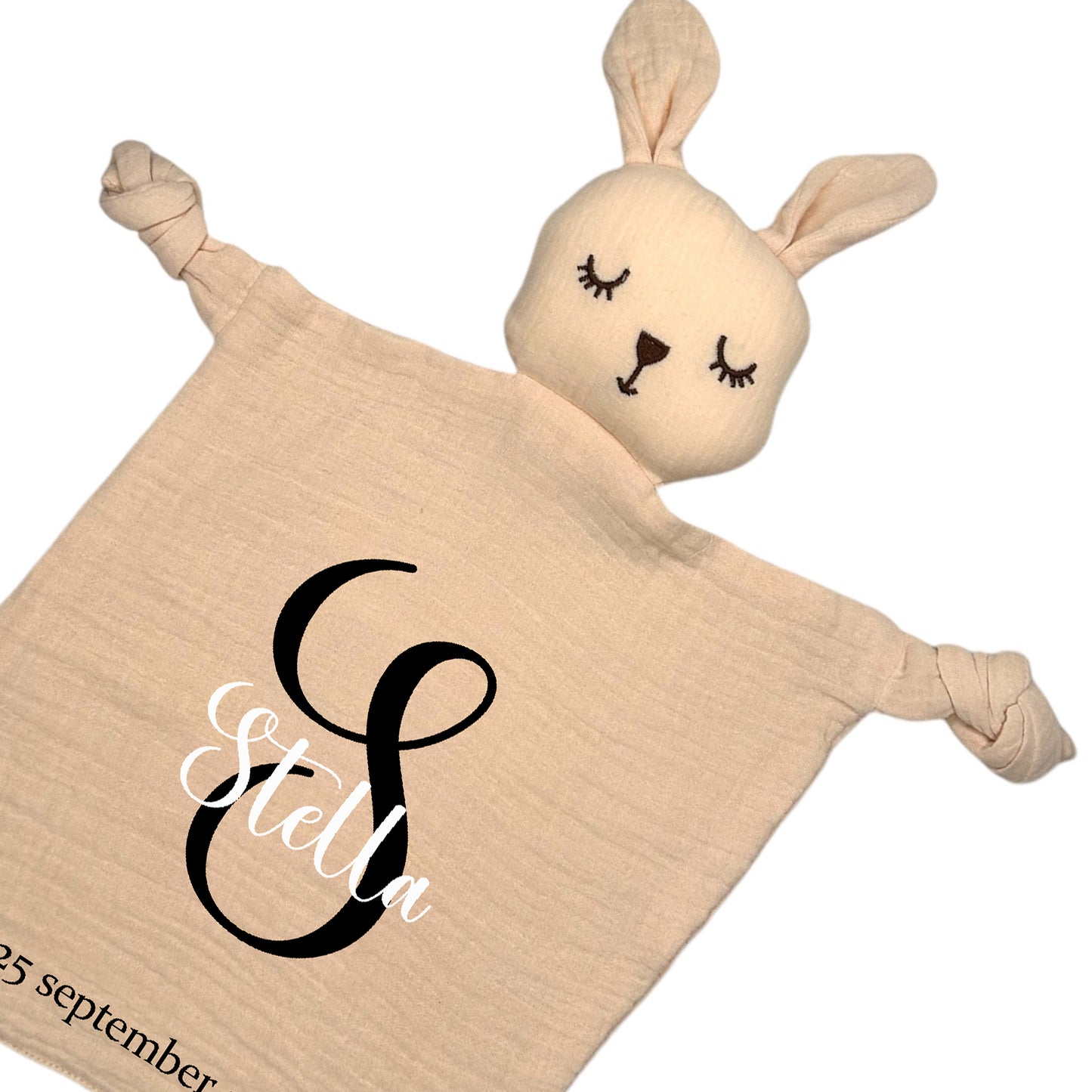 Personlig Kanin Snuttefilt med Namn – Babyfilt & Dopgåva ✨