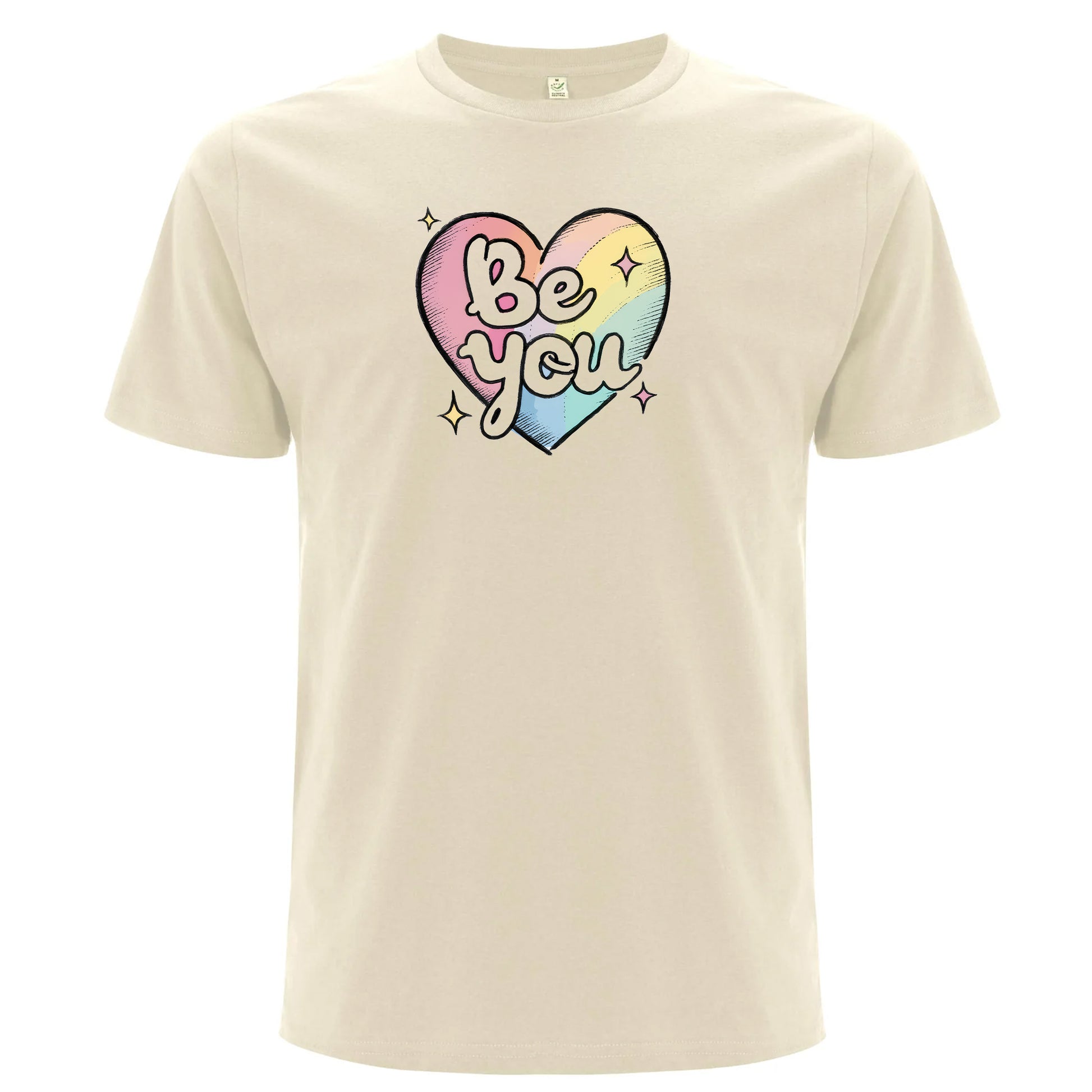 Be You – Pride T-shirt med regnbågshjärta (Unisex)-Lovely Text