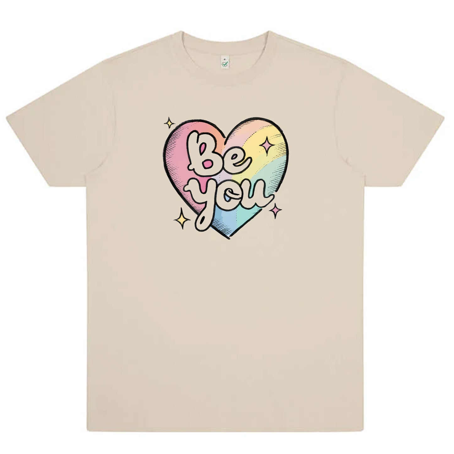 Be You – Pride T-shirt med regnbågshjärta (Unisex)-Lovely Text