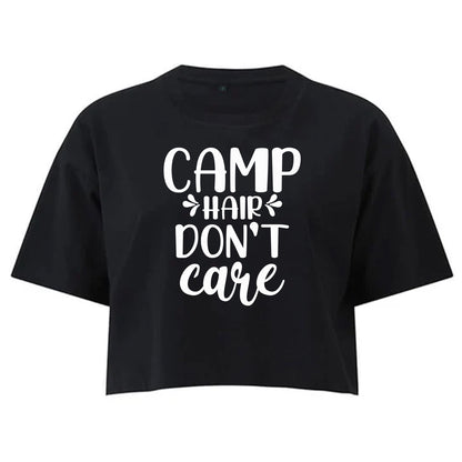 Camp Hair Don't Cair Crop Top T-shirt