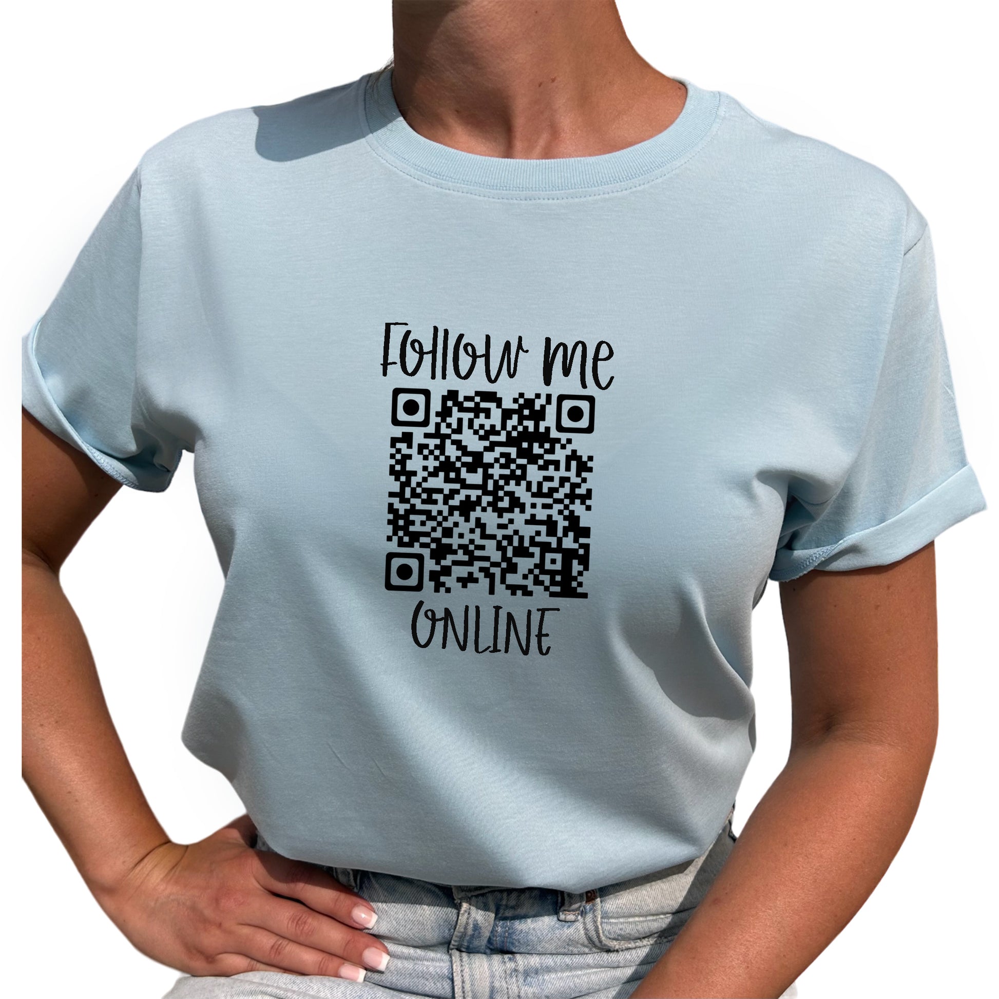 Follow Me Online QR kod T-shirt-Lovely Text