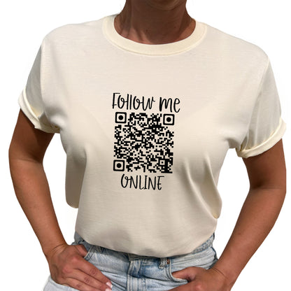 Follow Me Online QR kod T-shirt-Lovely Text
