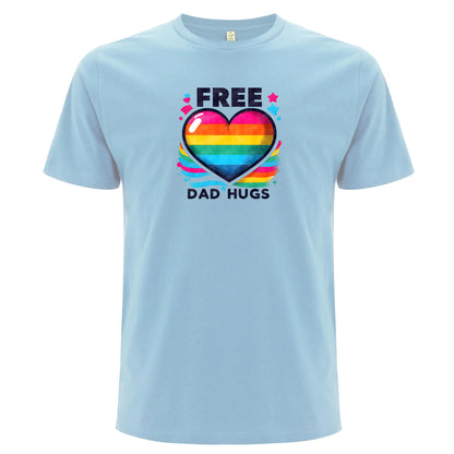 Pappa-kramar – Free Dad Hugs T-shirt med Pridehjärta (Unisex)-Lovely Text