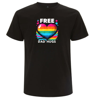 Pappa-kramar – Free Dad Hugs T-shirt med Pridehjärta (Unisex)-Lovely Text