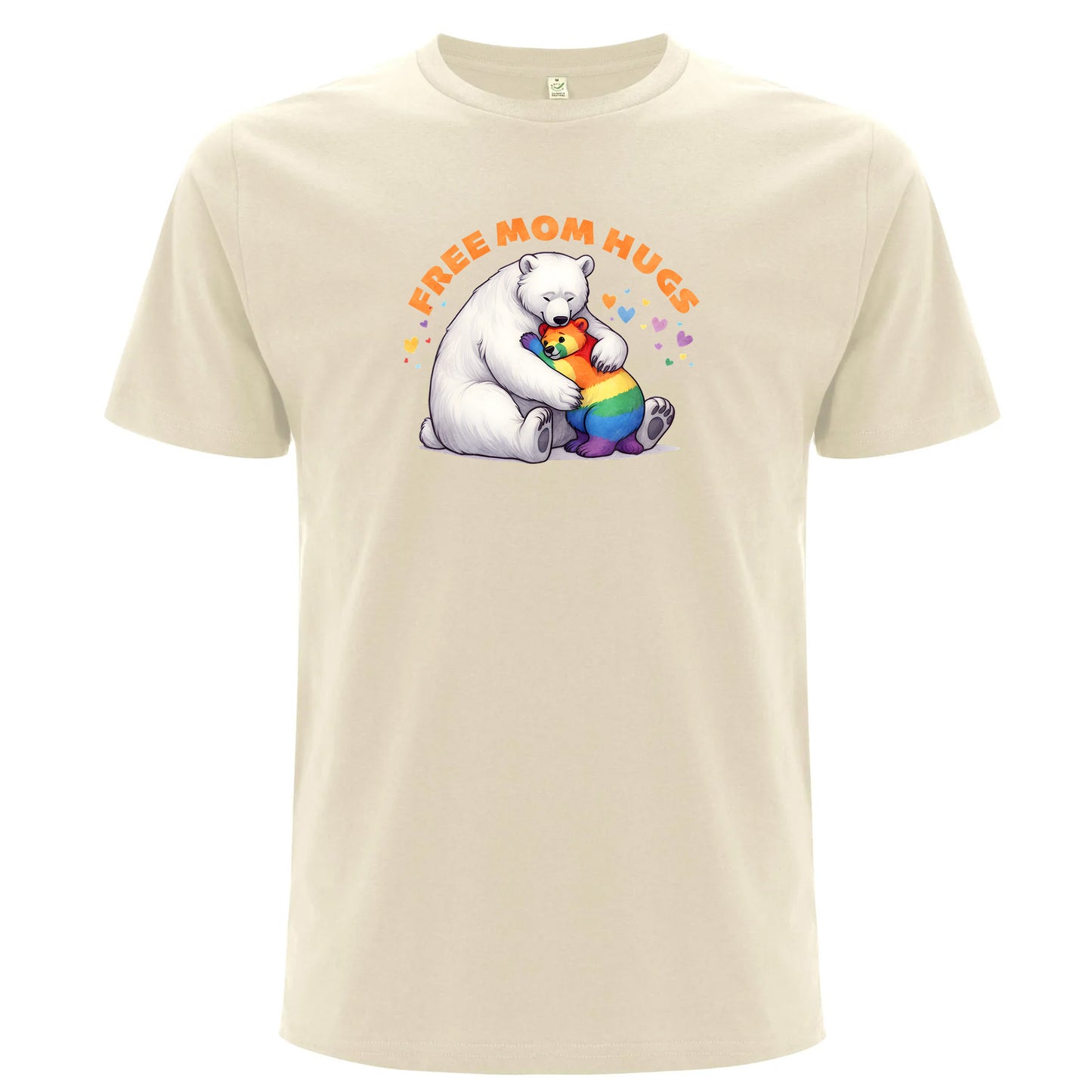 Mamma-kramar – Free Mom Hugs T-shirt med isbjörn (Unisex)-Lovely Text
