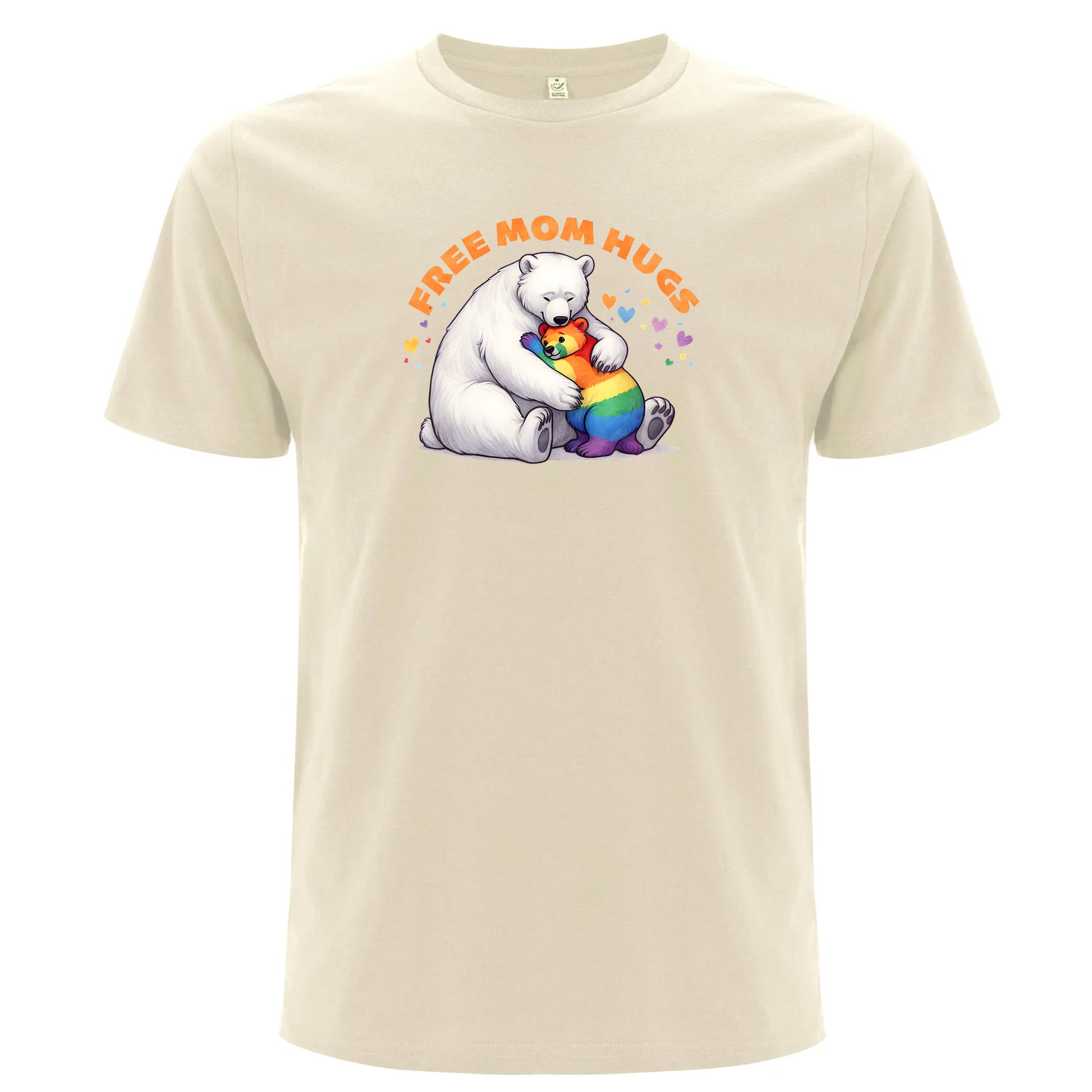 Mamma-kramar – Free Mom Hugs T-shirt med isbjörn (Unisex)-Lovely Text