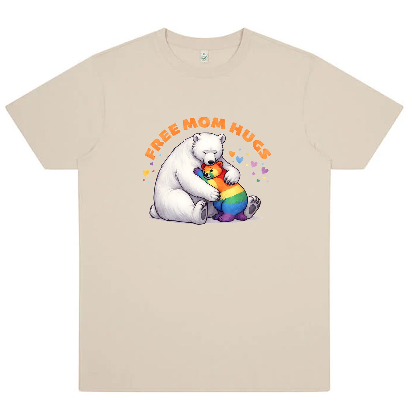 Mamma-kramar – Free Mom Hugs T-shirt med isbjörn (Unisex)-Lovely Text