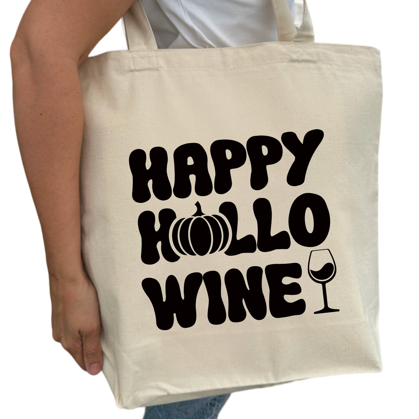 Happy Hallo Wine Halloween Tygpåse