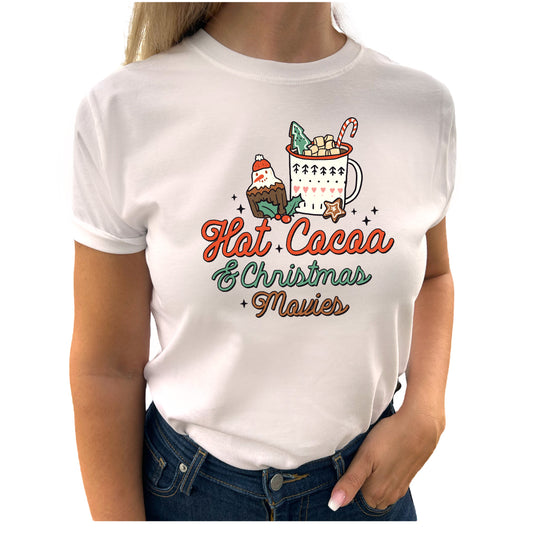 Hot Cocoa & Christmas Movies Jul T-shirt-Lovely Text