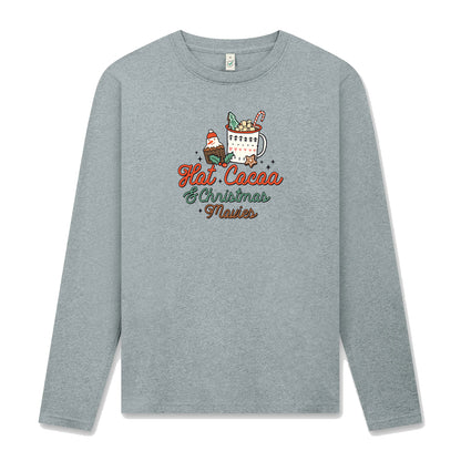Hot Cocoa & Christmas Movies – Mysig Långärmad Jul T-shirt