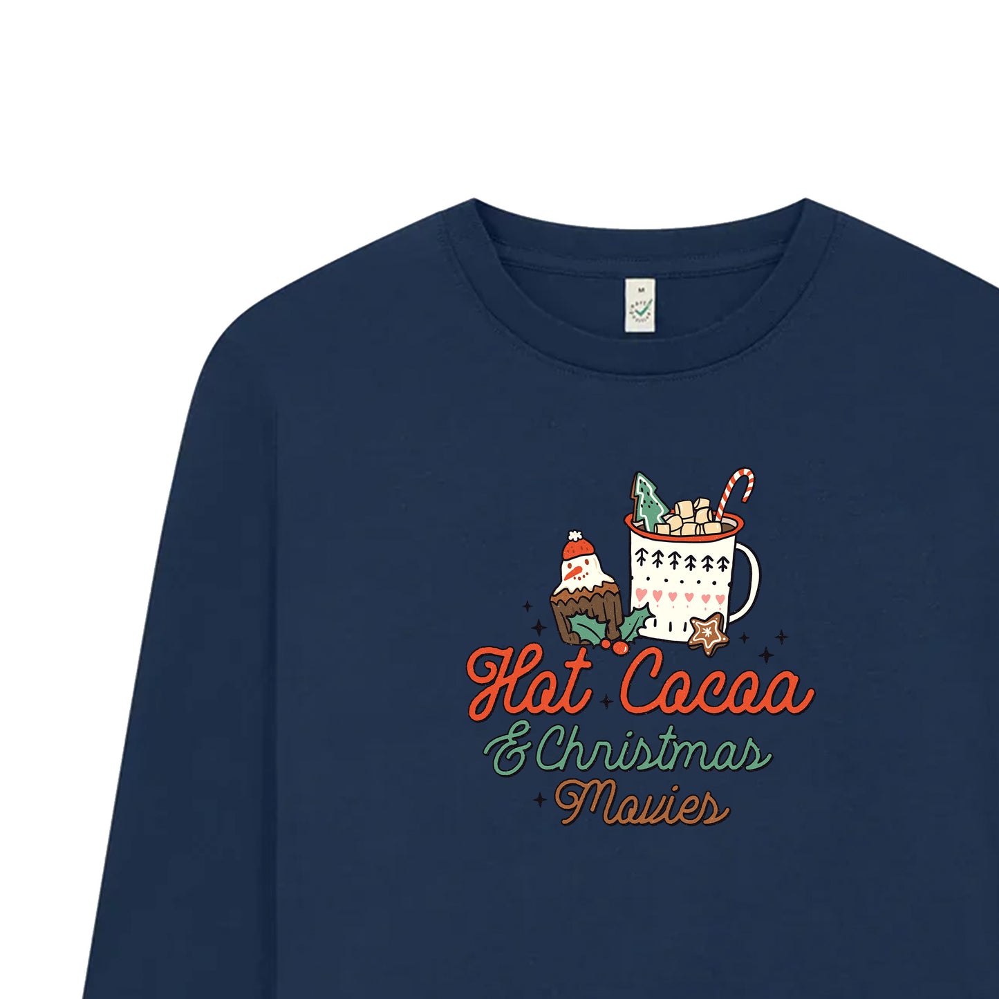 Hot Cocoa & Christmas Movies – Mysig Långärmad Jul T-shirt