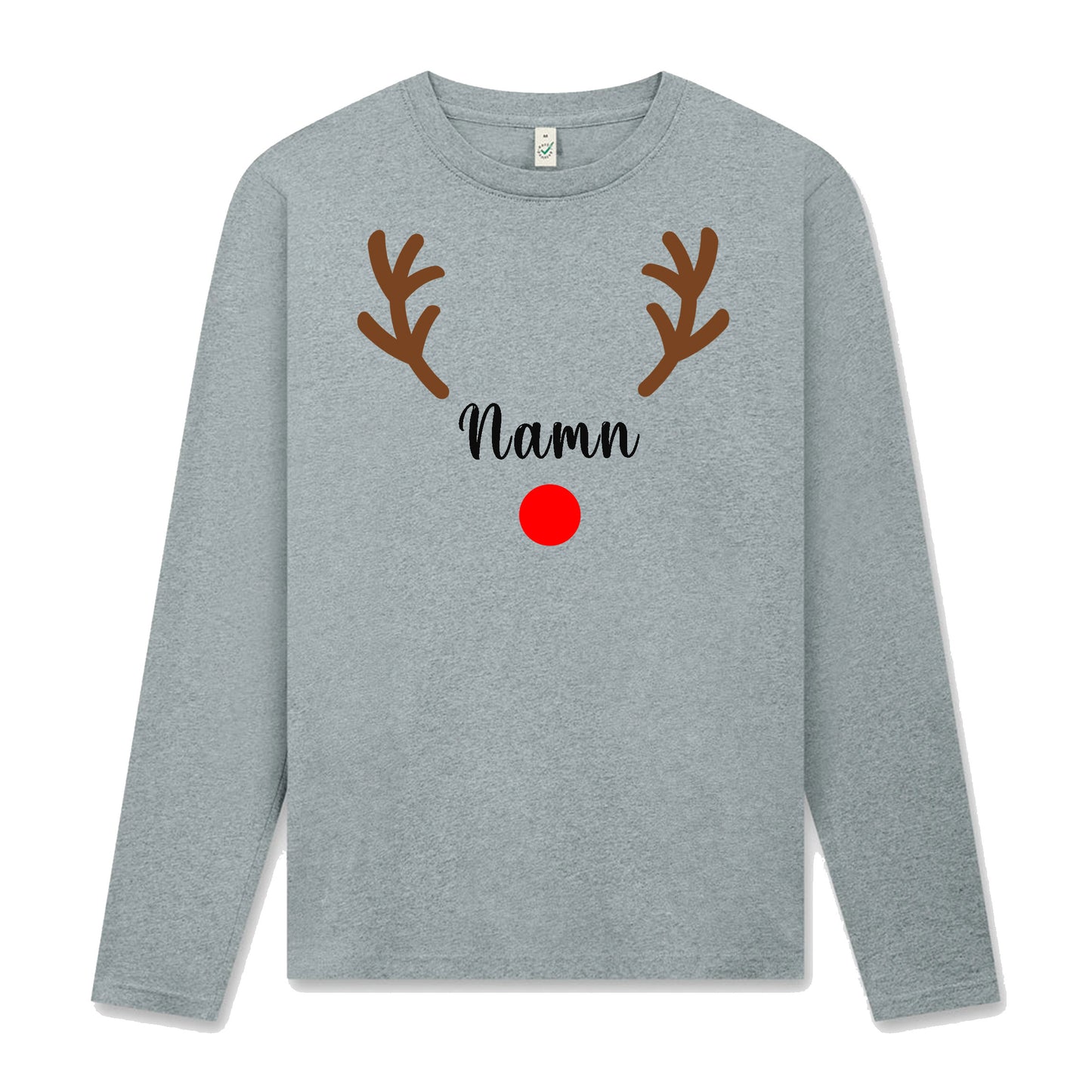 Rudolf med Personligt Namn Långärmad Jul T-shirt