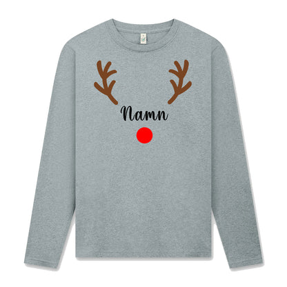 Rudolf med Personligt Namn Långärmad Jul T-shirt