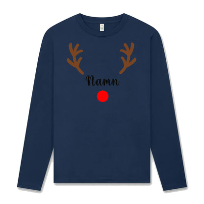 Rudolf med Personligt Namn Långärmad Jul T-shirt