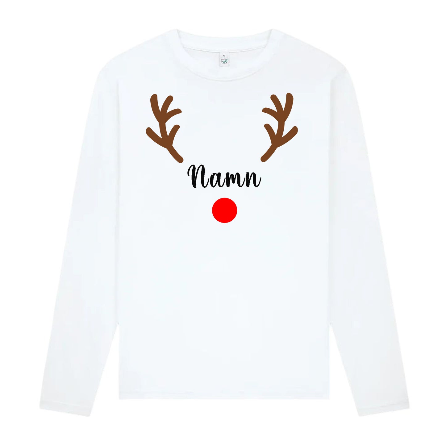 Rudolf med Personligt Namn Långärmad Jul T-shirt