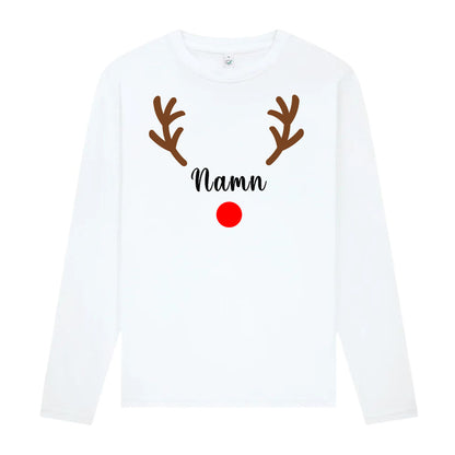Rudolf med Personligt Namn Långärmad Jul T-shirt
