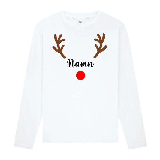 Rudolf med Personligt Namn Långärmad Jul T-shirt