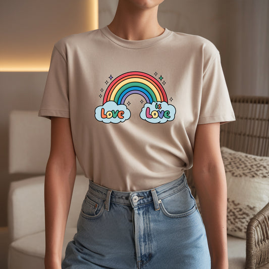 Love is Love – T-shirt med regnbåge (Unisex)
