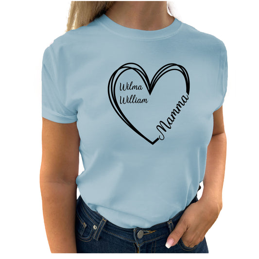 Mamma Hjärta med Namn T-shirt