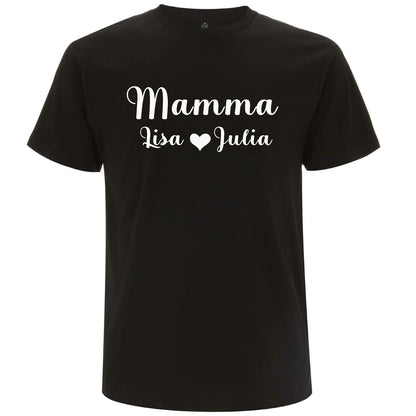Personlig Mamma T-shirt med Barnens Namn-Lovely Text