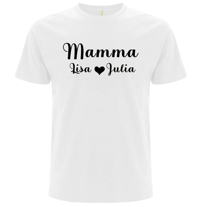 Personlig Mamma T-shirt med Barnens Namn-Lovely Text