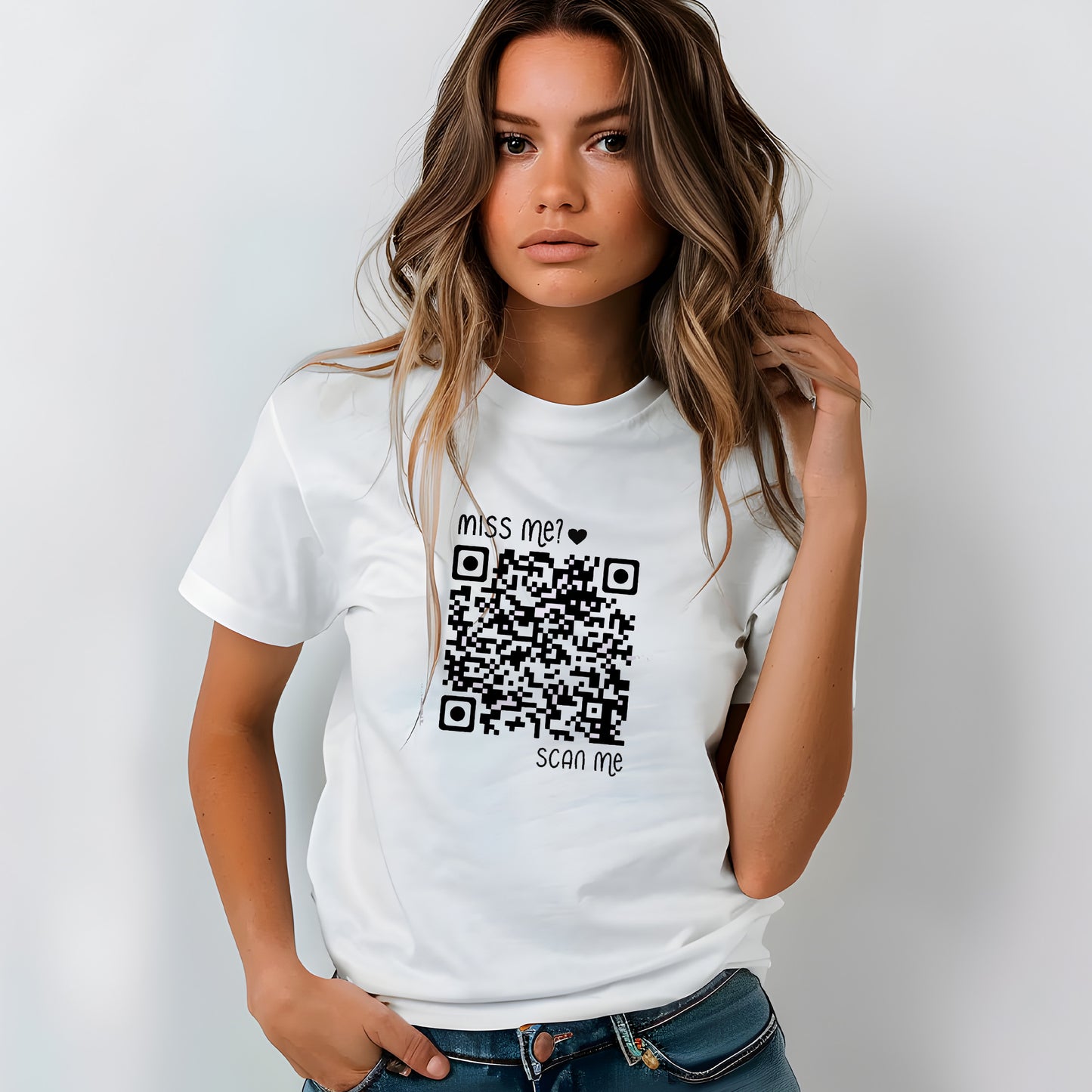 Miss Me? Scan Me QR kod T-shirt
