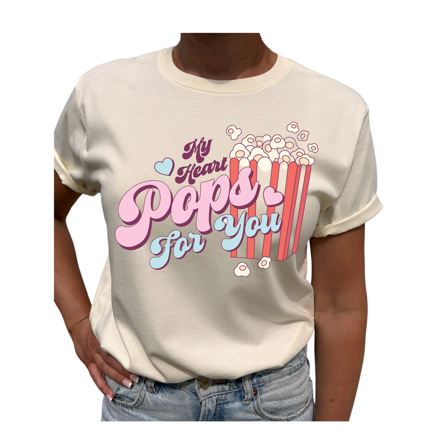 My Heart Pops for You – Kärlek Vid Första Slaget T-shirt-Lovely Text