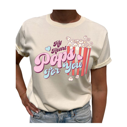 My Heart Pops for You – Kärlek Vid Första Slaget T-shirt-Lovely Text