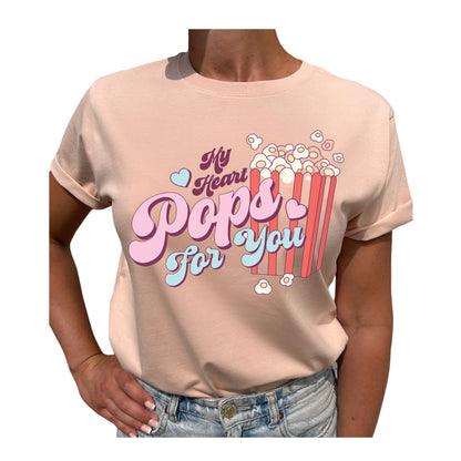 My Heart Pops for You – Kärlek Vid Första Slaget T-shirt-Lovely Text