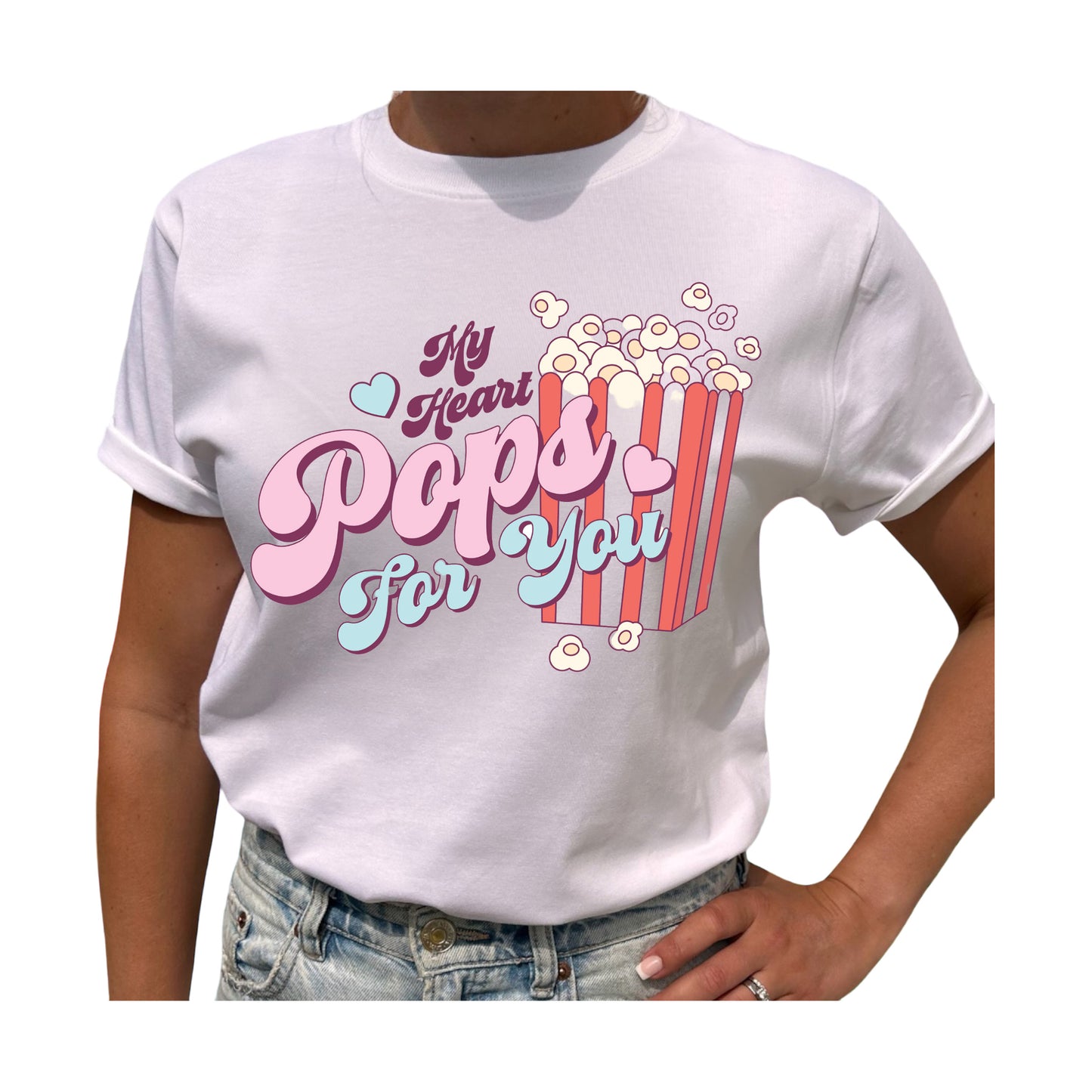 My Heart Pops for You – Kärlek Vid Första Slaget T-shirt-Lovely Text
