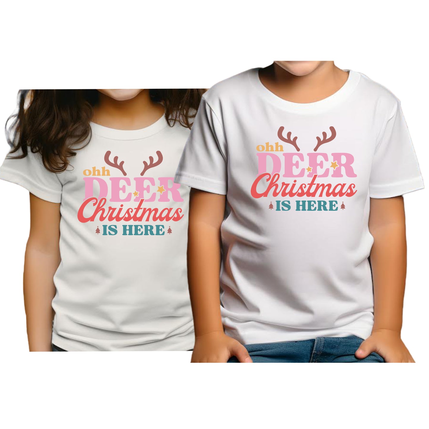 Oh Deer Christmas Is Here Jul T-shirt Barn-Lovely Text