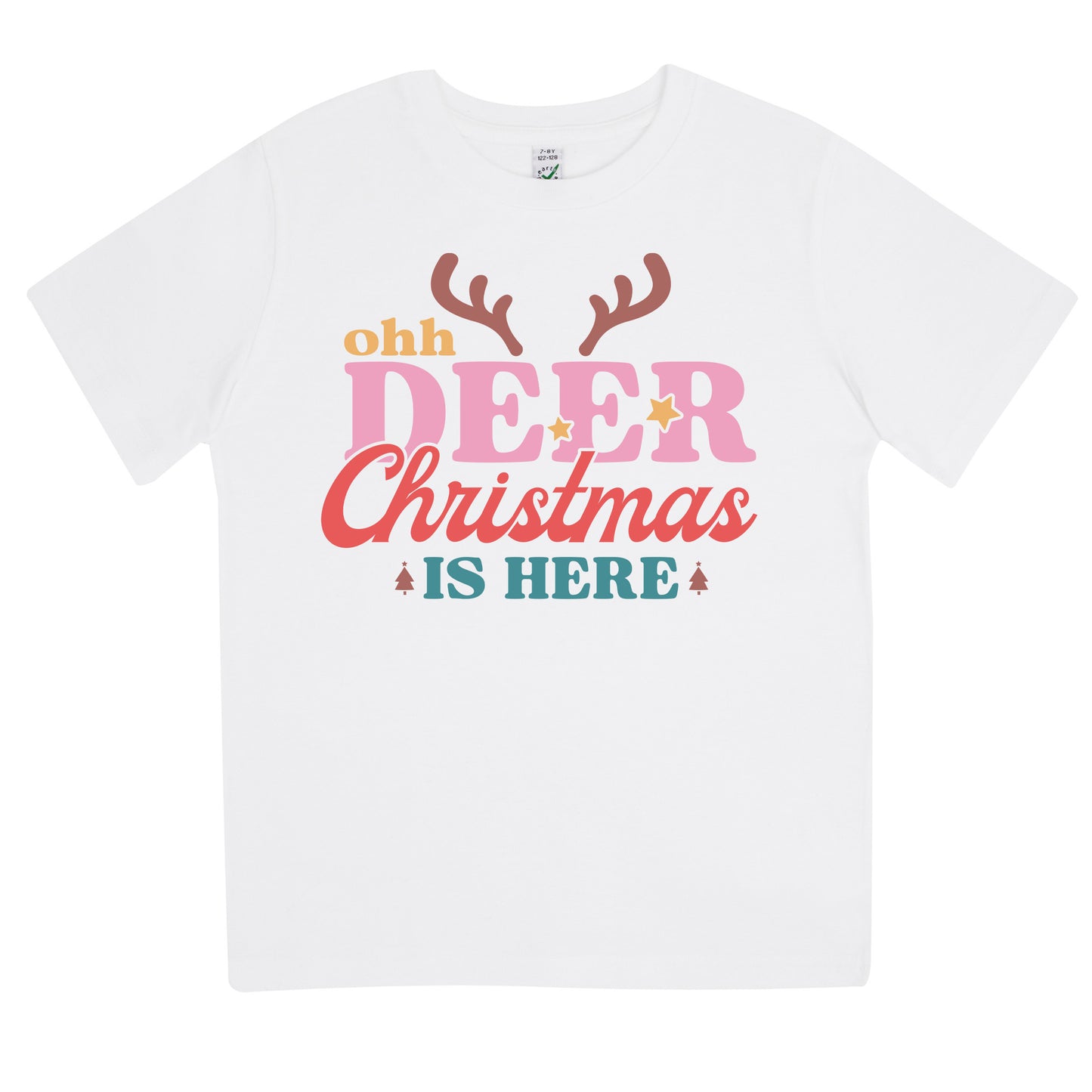 Oh Deer Christmas Is Here Jul T-shirt Barn-Lovely Text