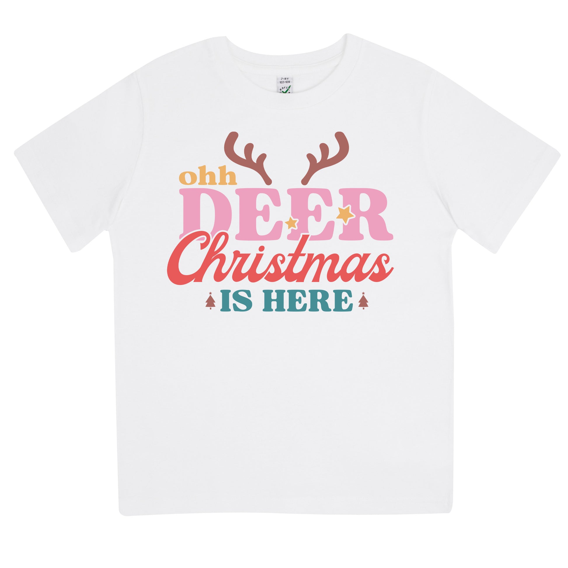 Oh Deer Christmas Is Here Jul T-shirt Barn-Lovely Text