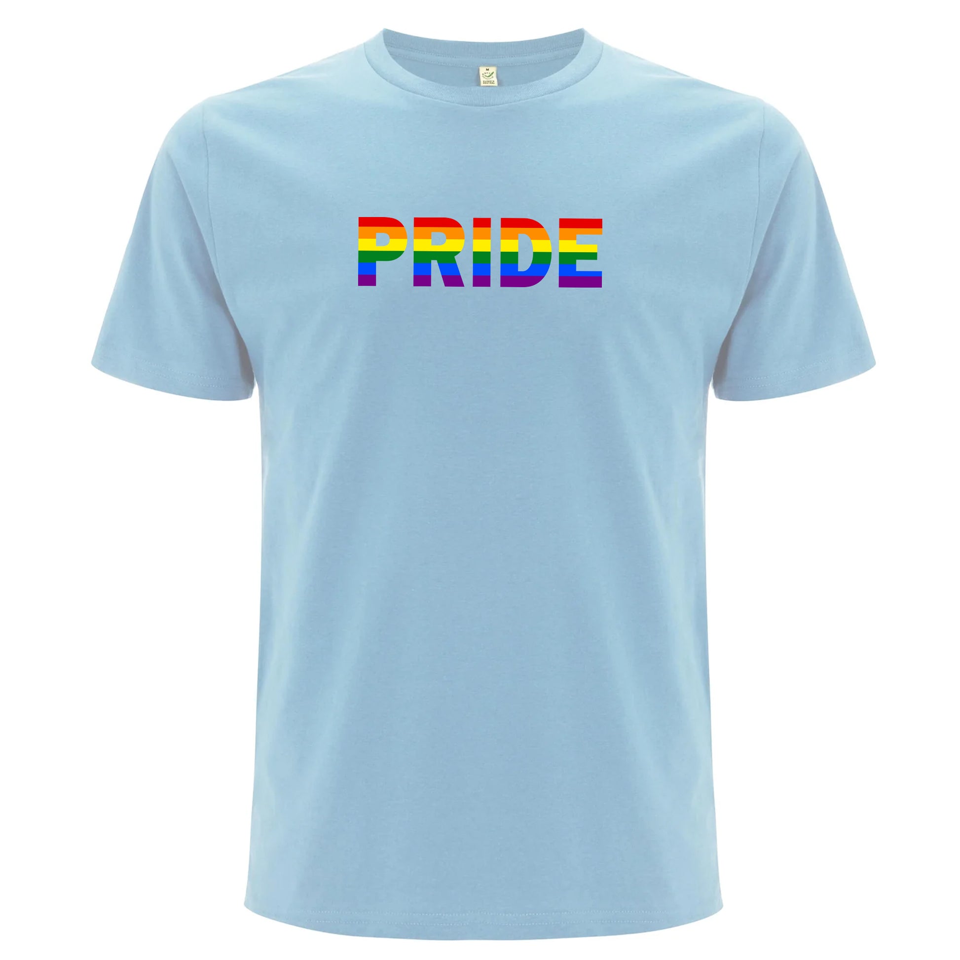 T-shirt med texten “Pride” i regnbågsfärg (Unisex)-Lovely Text