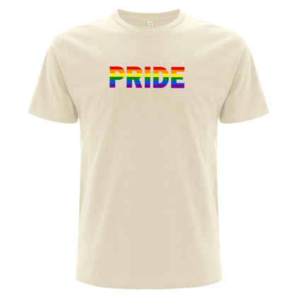 T-shirt med texten “Pride” i regnbågsfärg (Unisex)-Lovely Text