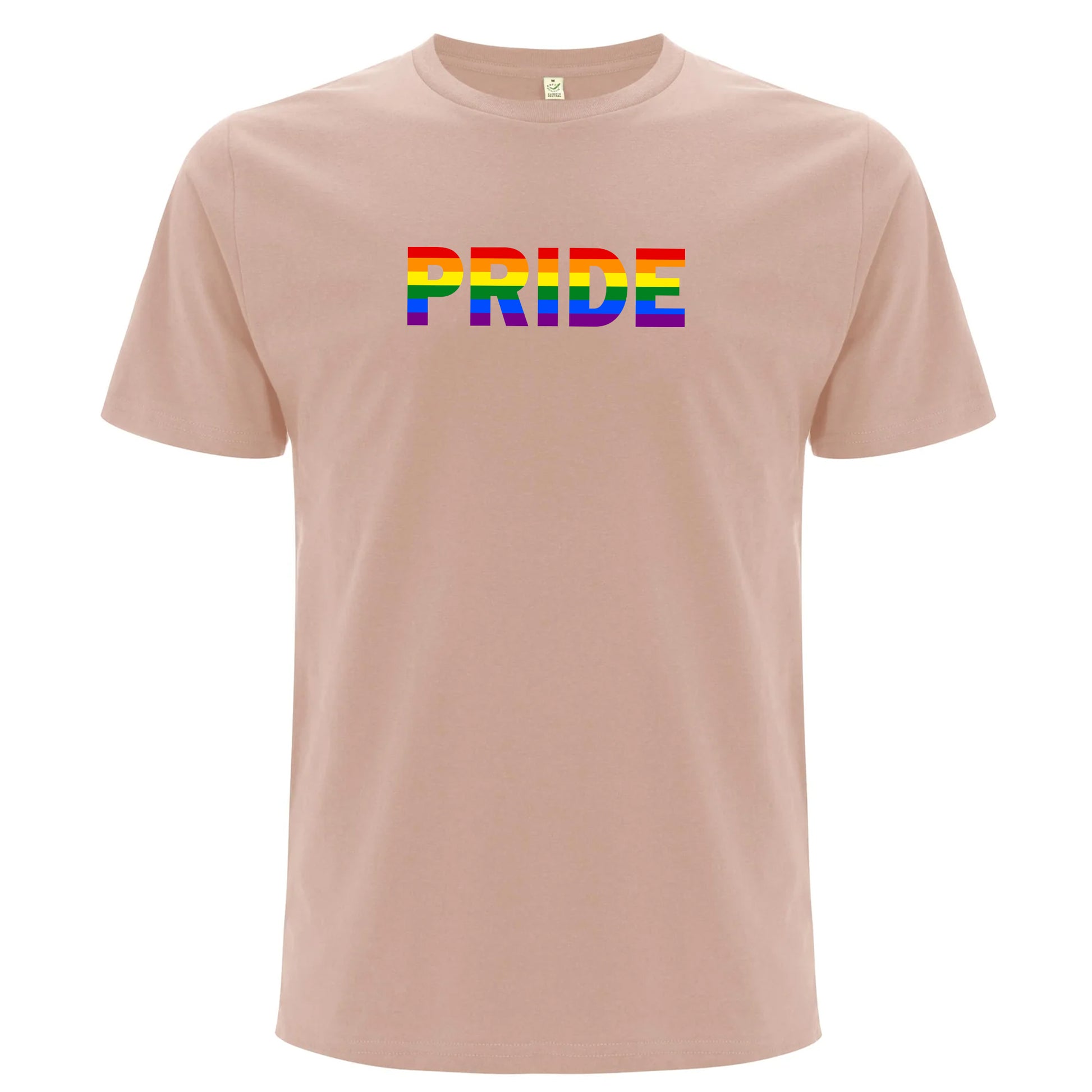 T-shirt med texten “Pride” i regnbågsfärg (Unisex)-Lovely Text