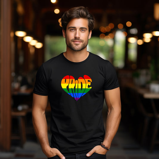 Pride – T-shirt med hjärtformat textmotiv (Unisex)