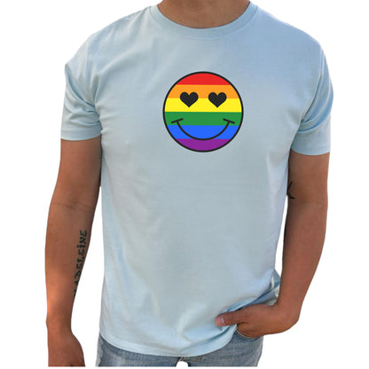Pride T-shirt med smiley i regnbågsfärger (Unisex)-Lovely Text