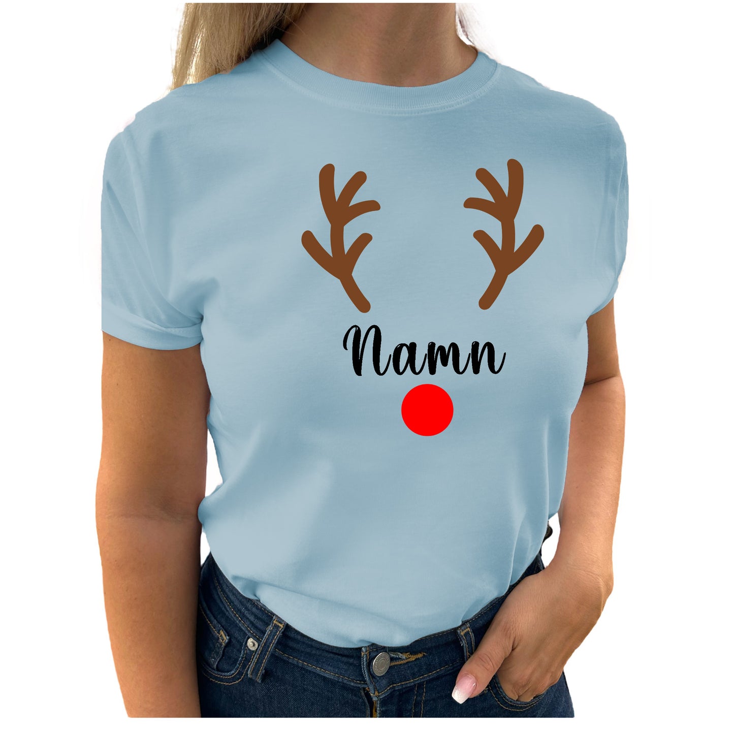 Rudolf med Personligt Namn Jul T-shirt