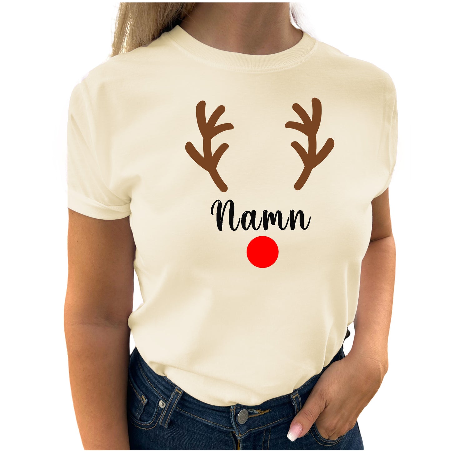 Rudolf med Personligt Namn Jul T-shirt