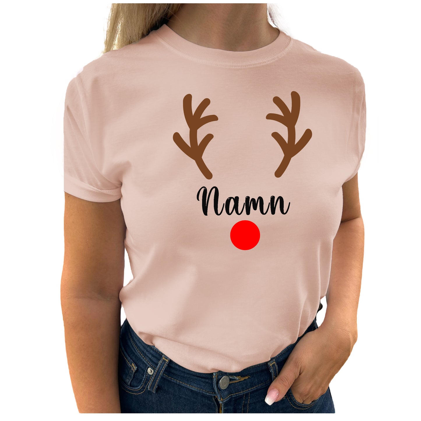 Rudolf med Personligt Namn Jul T-shirt