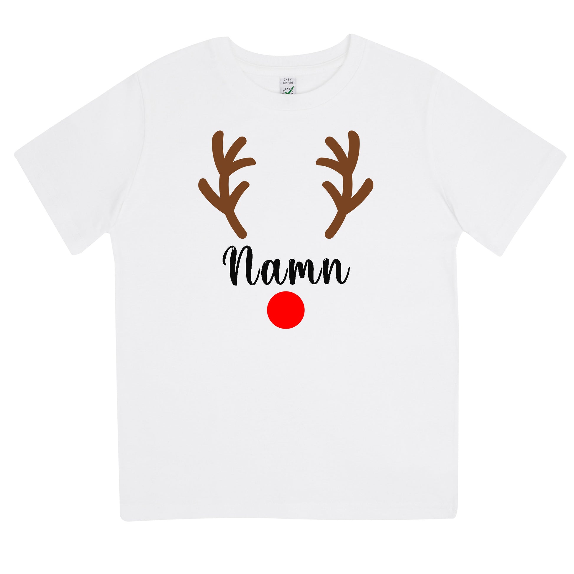 Rudolf Jul T-shirt med Personligt Namn - Barn-Lovely Text