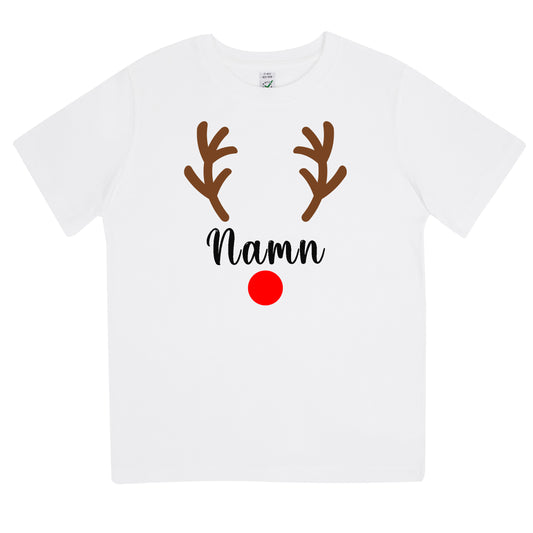 Rudolf Jul T-shirt med Personligt Namn - Barn-Lovely Text