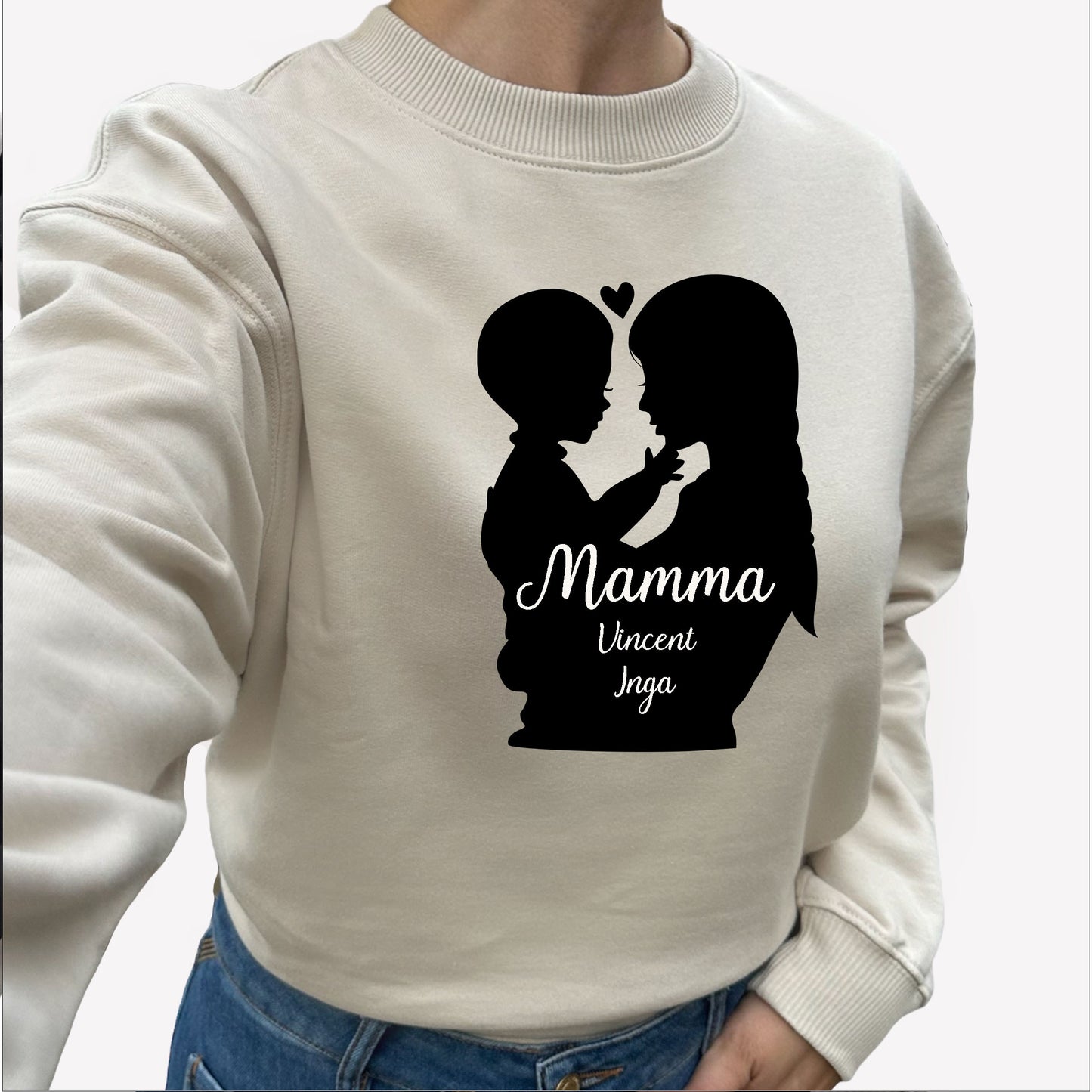 Mamma & Barn - Siluett med [Barnens namn] - Mamma tröja
