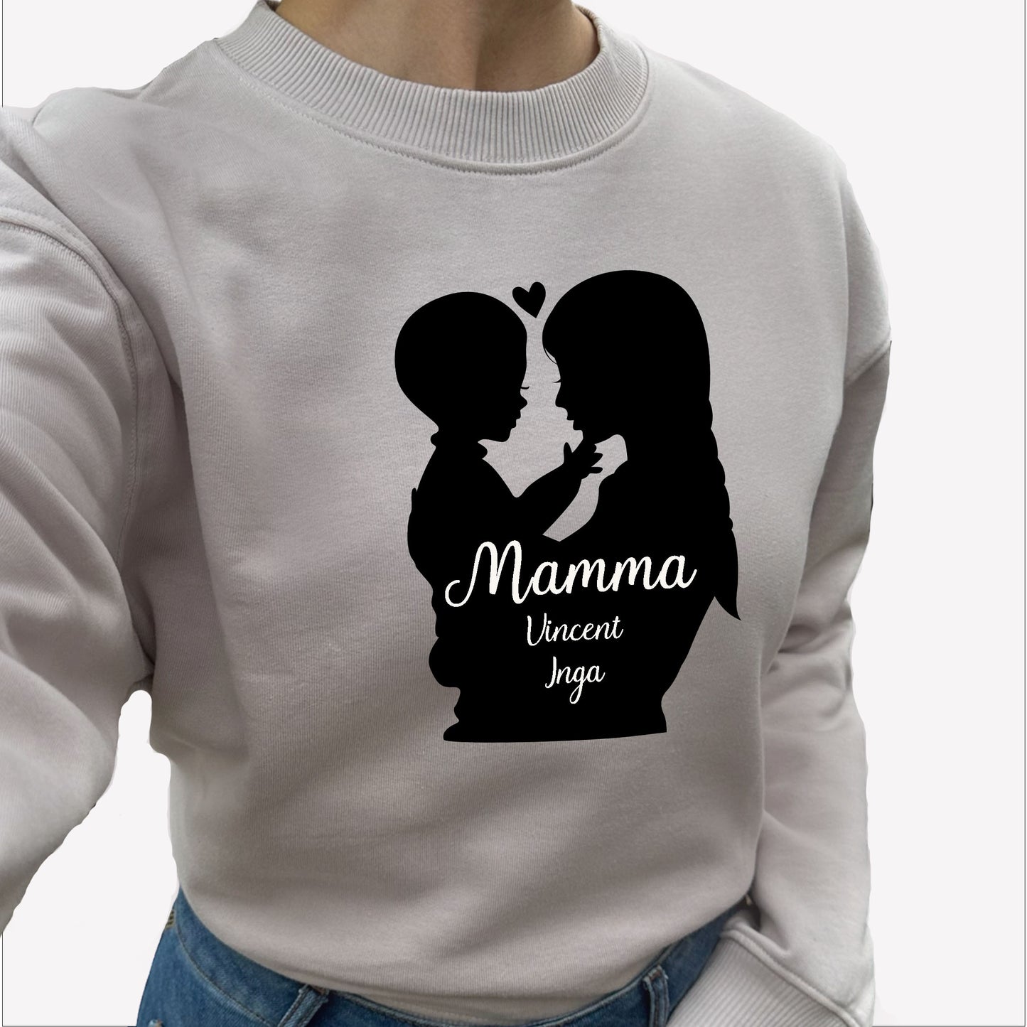 Mamma & Barn - Siluett med [Barnens namn] - Mamma tröja