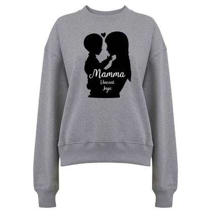Mamma & Barn - Siluett med [Barnens namn] - Mamma tröja