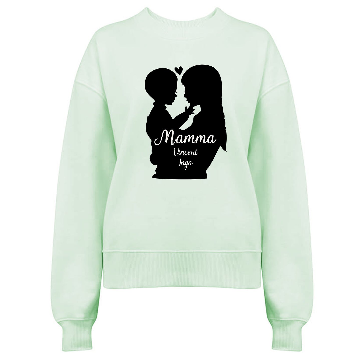 Mamma & Barn - Siluett med [Barnens namn] - Mamma tröja